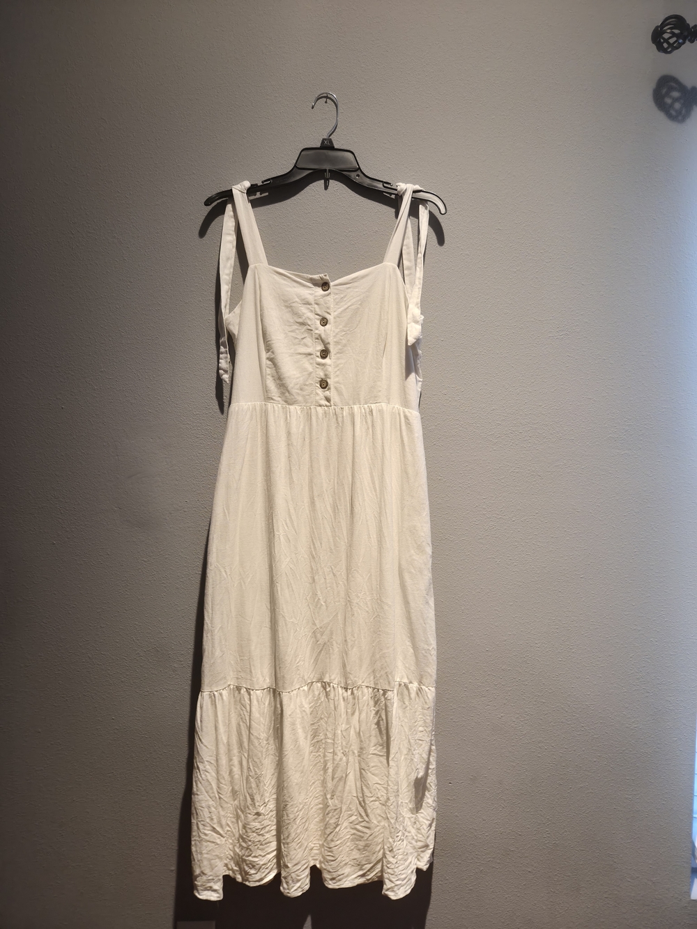 Seventy White Button-Front Tie-Shoulder Maxi Dress